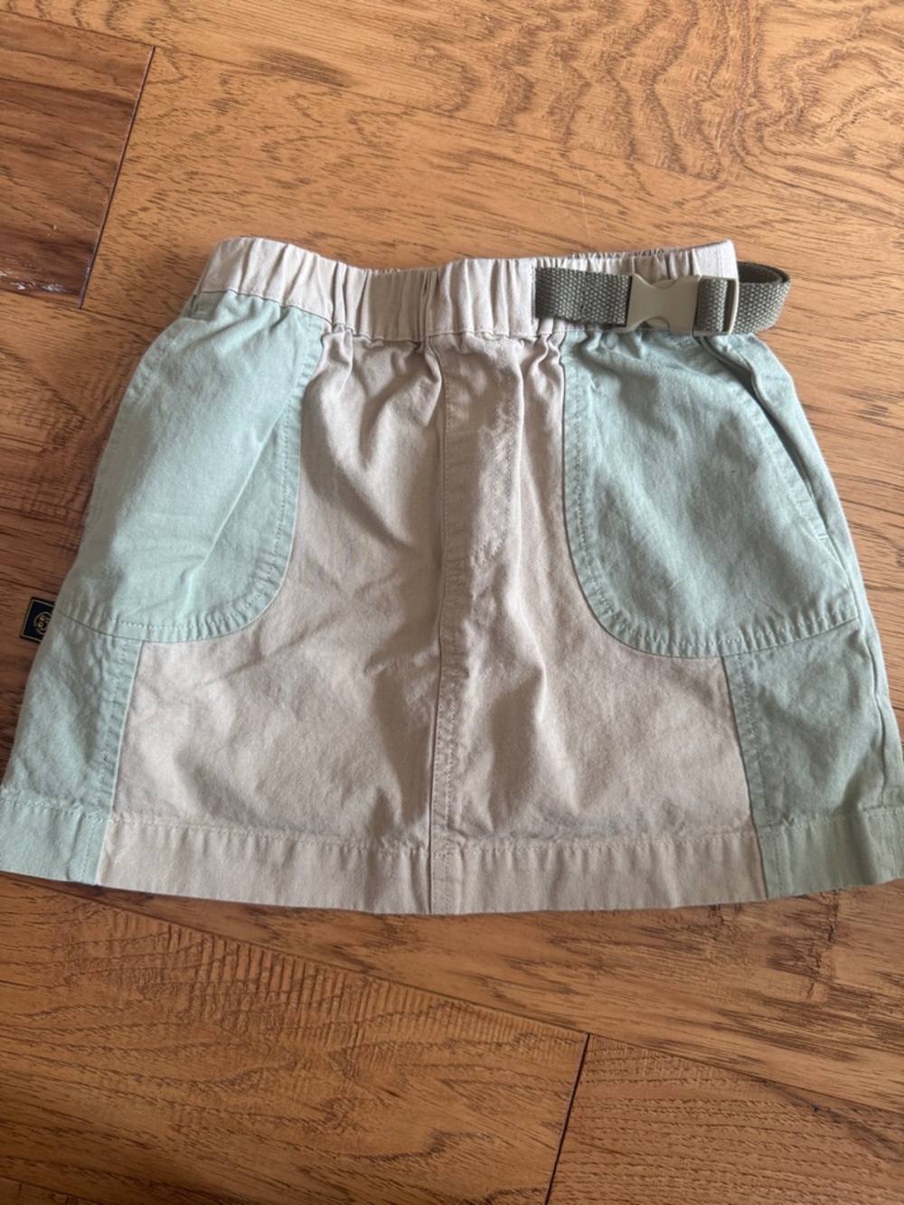 Green & Khaki neutral skirt with waist buckle 5T